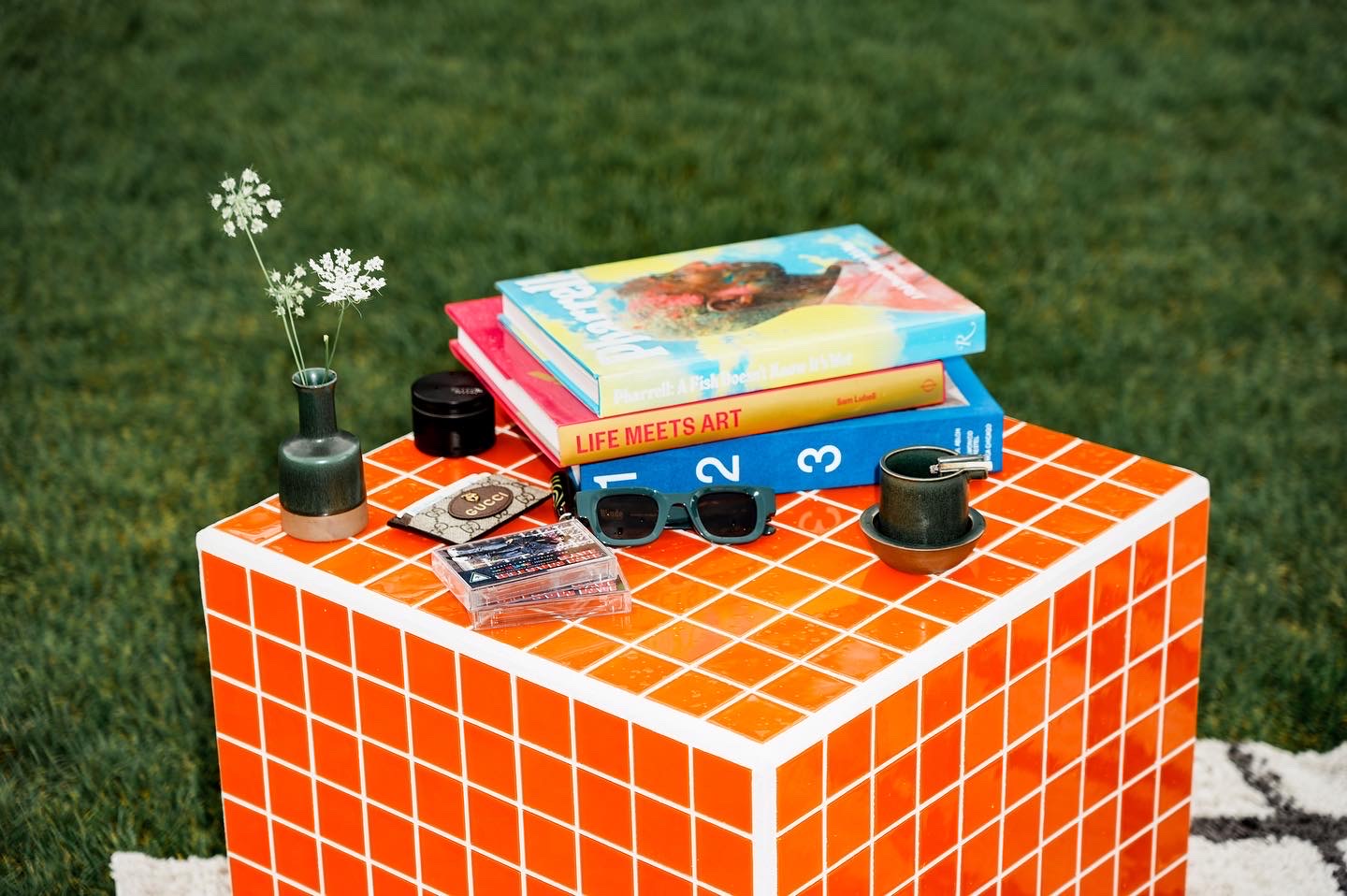 Vintage Glass Tile Side Table