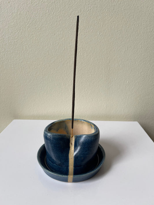 Blue & Tan Incense Holder