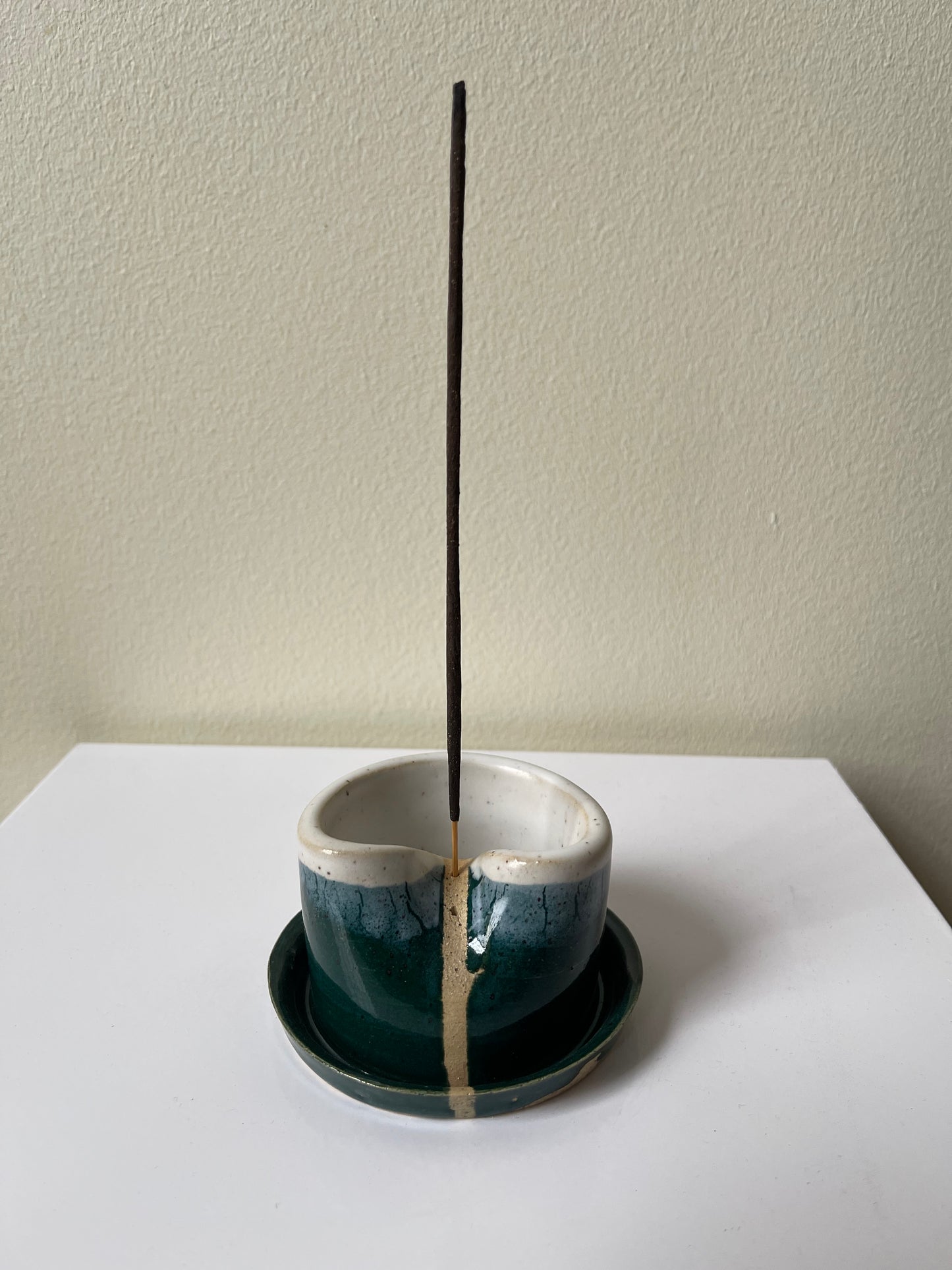 Green & White Incense Holder