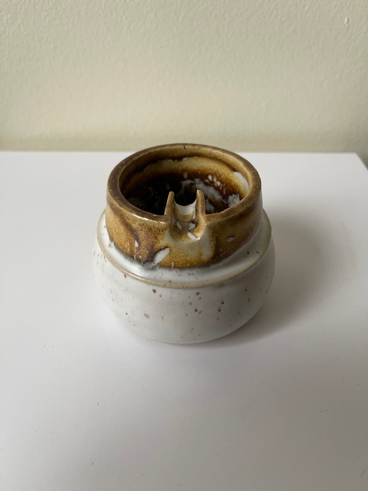 White & Brown Small Ashtray